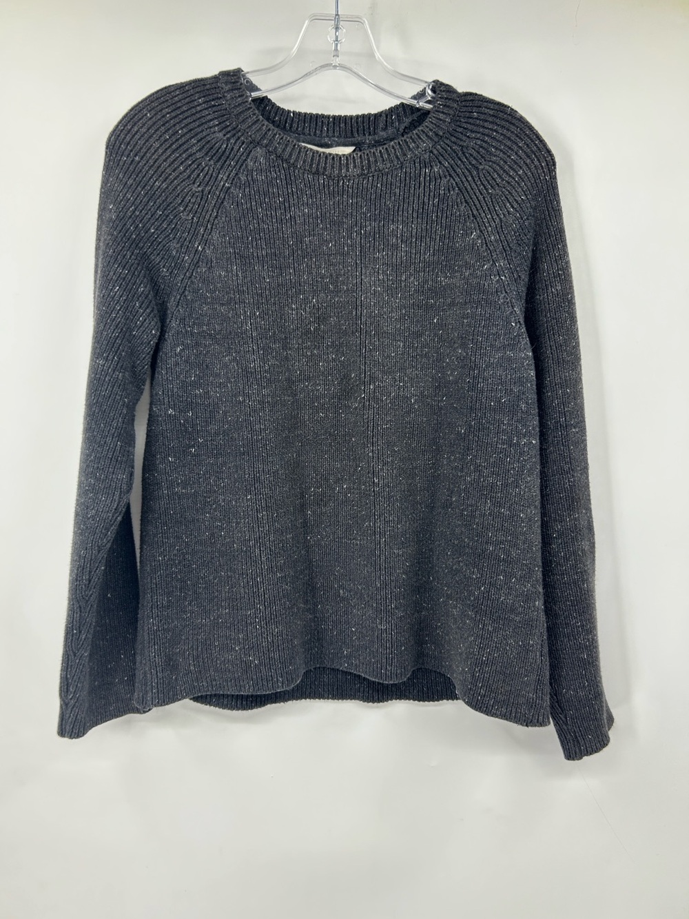 Coyuchi Organic Cotton Ribbed Sweater Gray Heavy Size S